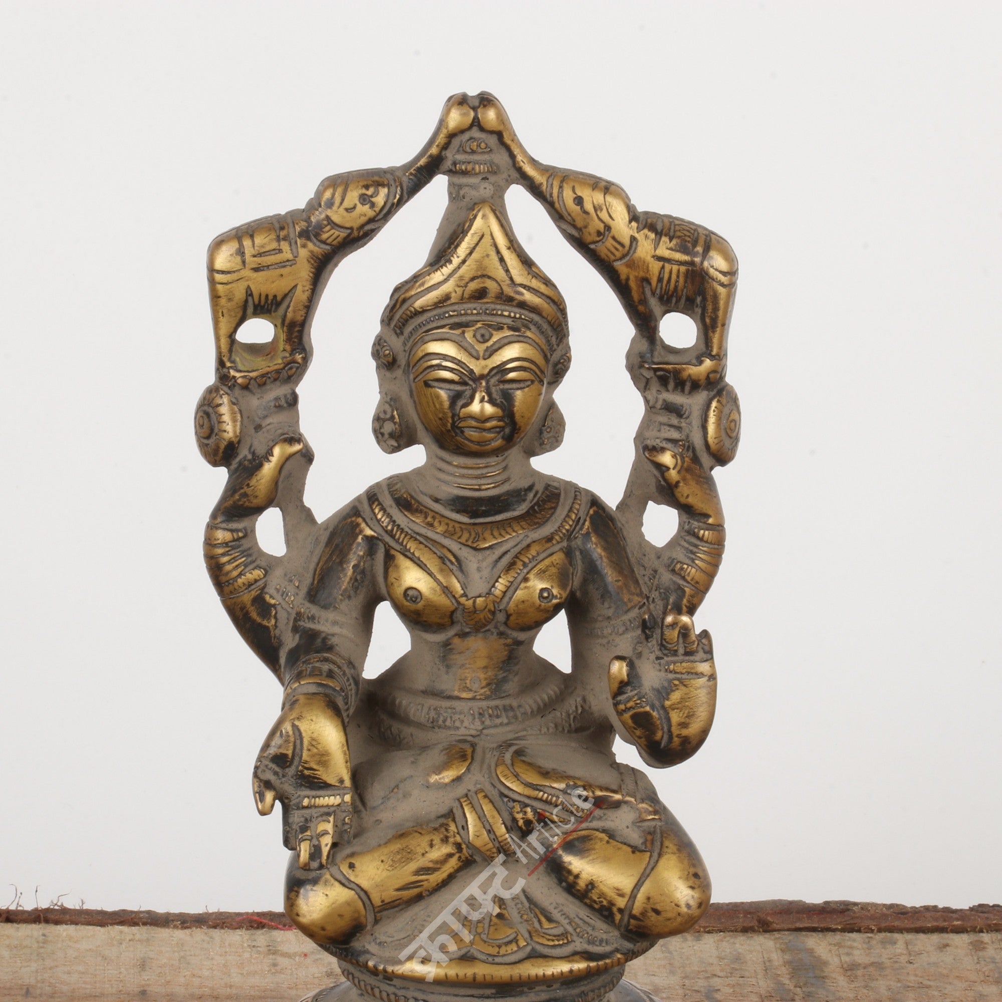 Brass Gaja Lakshmi Idol 6"