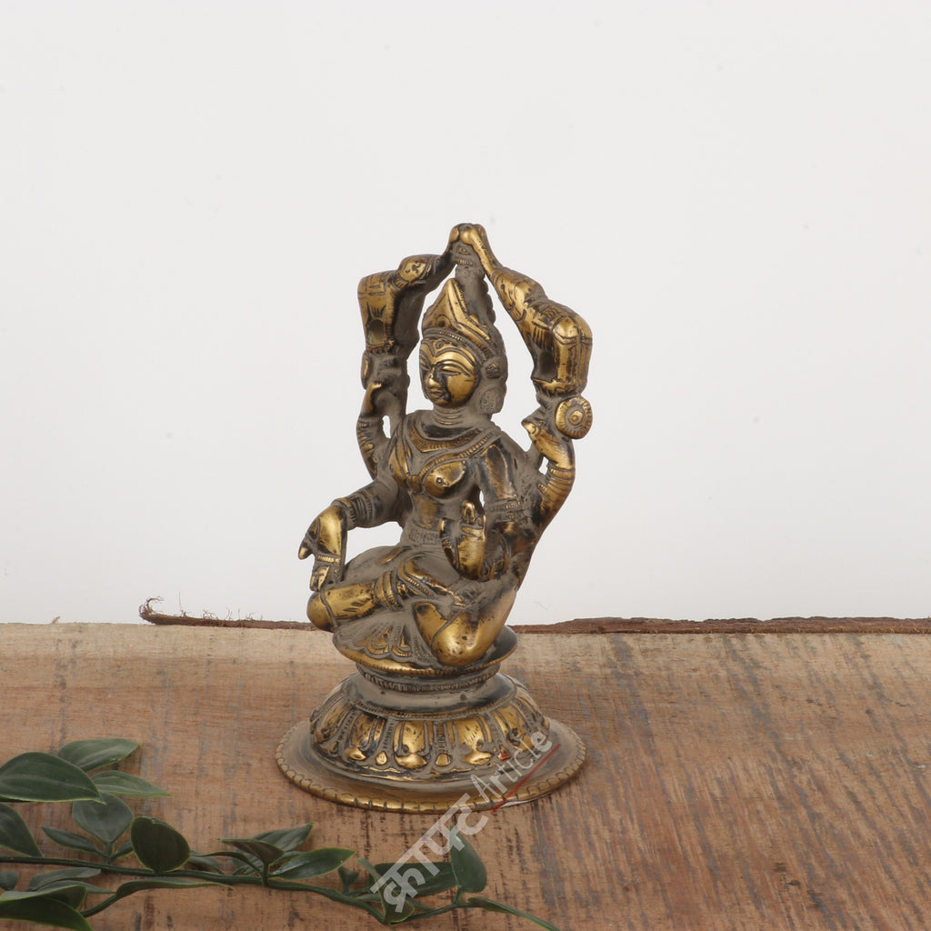 Brass Gaja Lakshmi Idol 6"