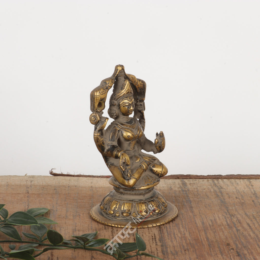Brass Gaja Lakshmi Idol 6"