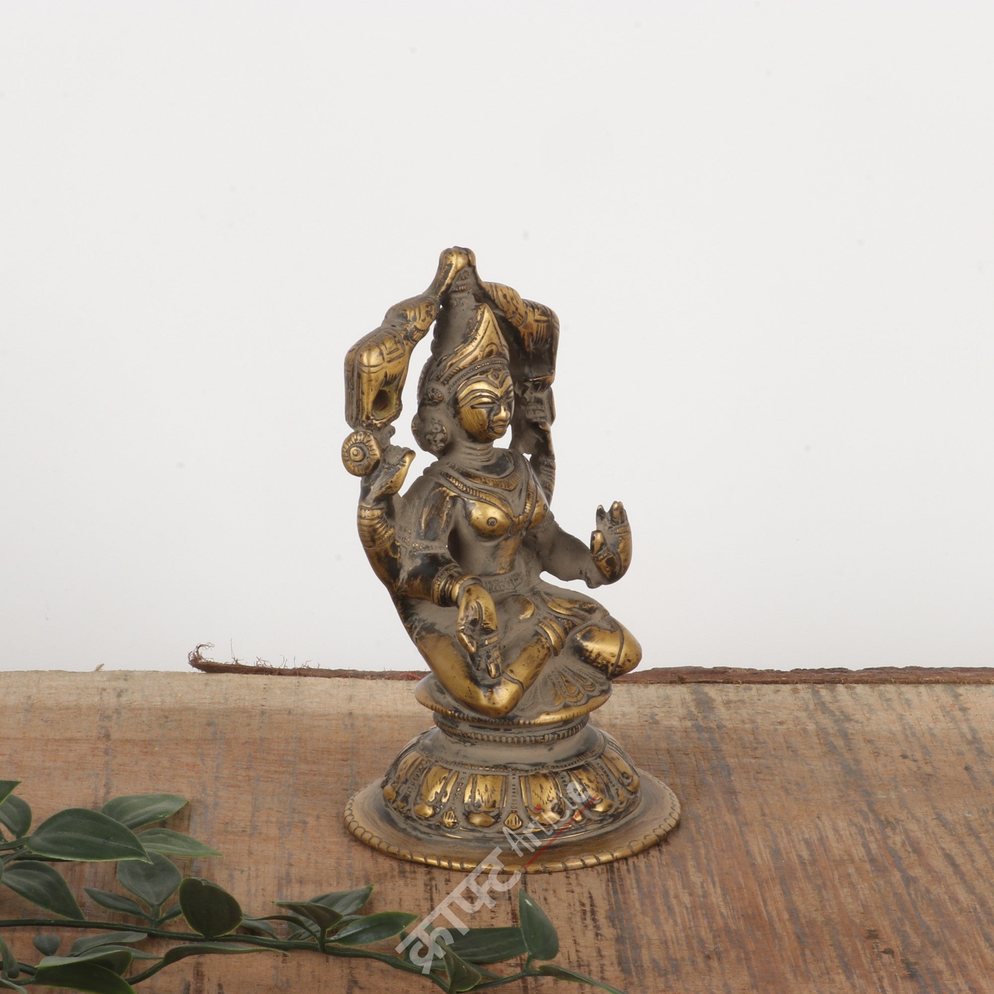 Brass Gaja Lakshmi Idol 6"