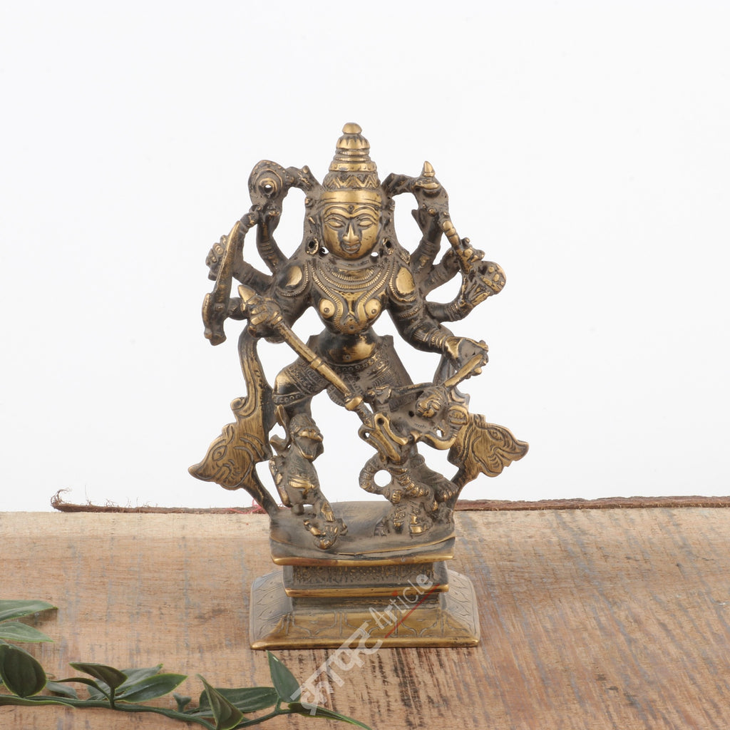 Brass Goddess Durga Mahishasura Mardini Idol