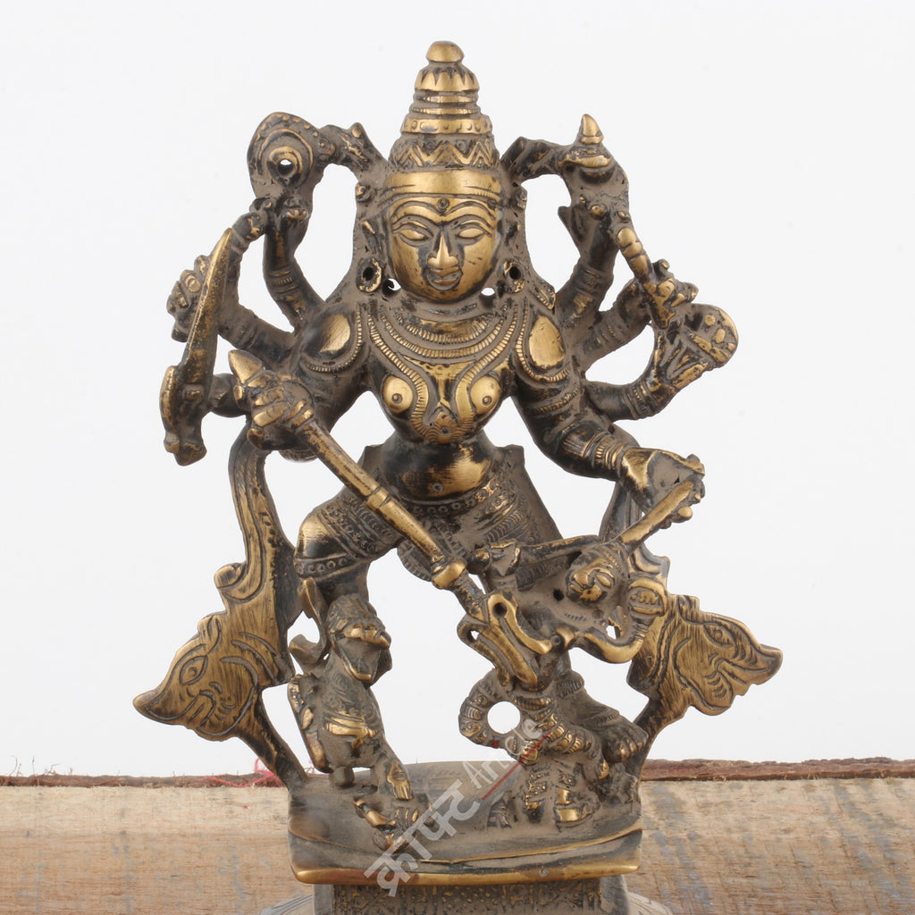 Brass Goddess Durga Mahishasura Mardini Idol
