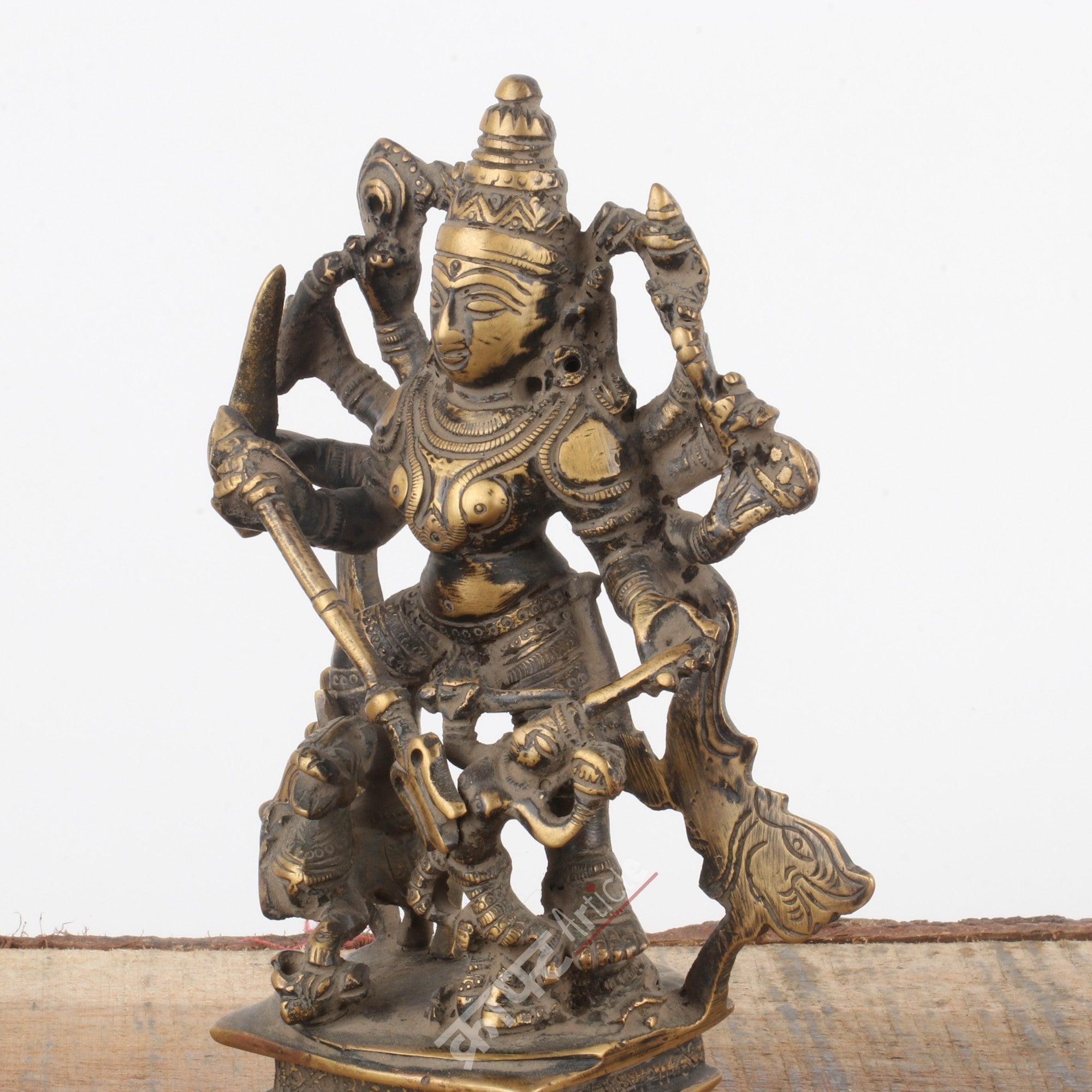Brass Goddess Durga Mahishasura Mardini Idol