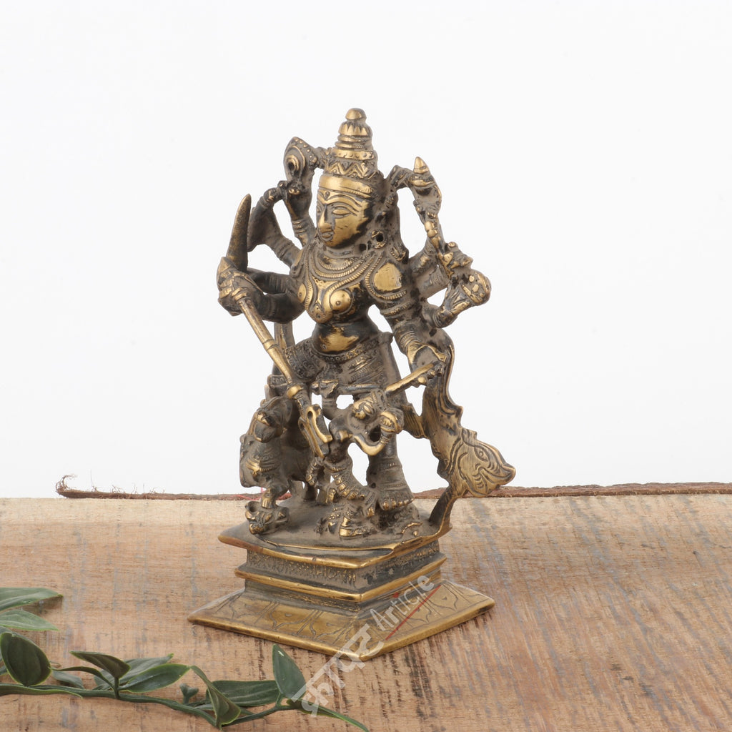 Brass Goddess Durga Mahishasura Mardini Idol