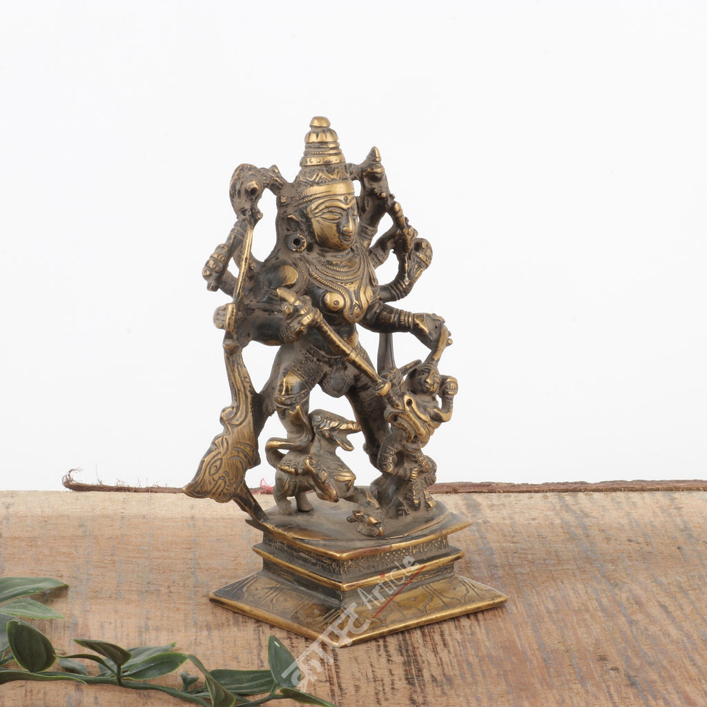 Brass Goddess Durga Mahishasura Mardini Idol