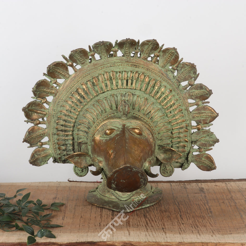 Brass Varaha Head Sculpture
