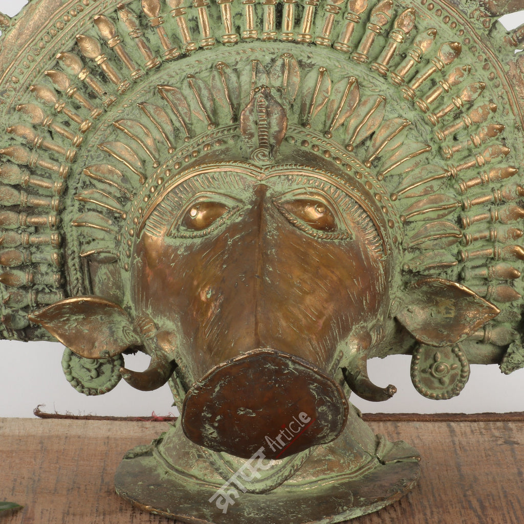 Brass Varaha Head Sculpture