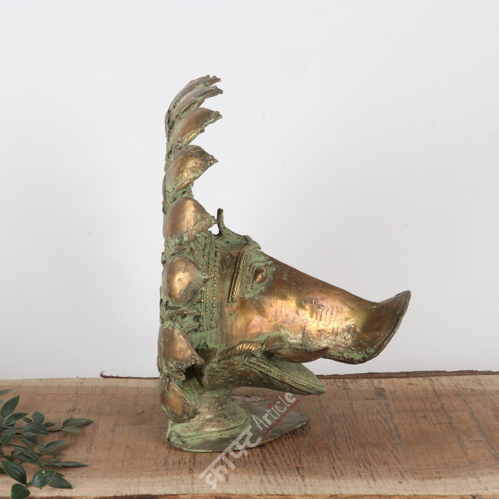 Brass Varaha Head Sculpture