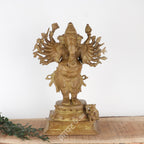 Brass Multi-Armed Lord Ganesha Idol
