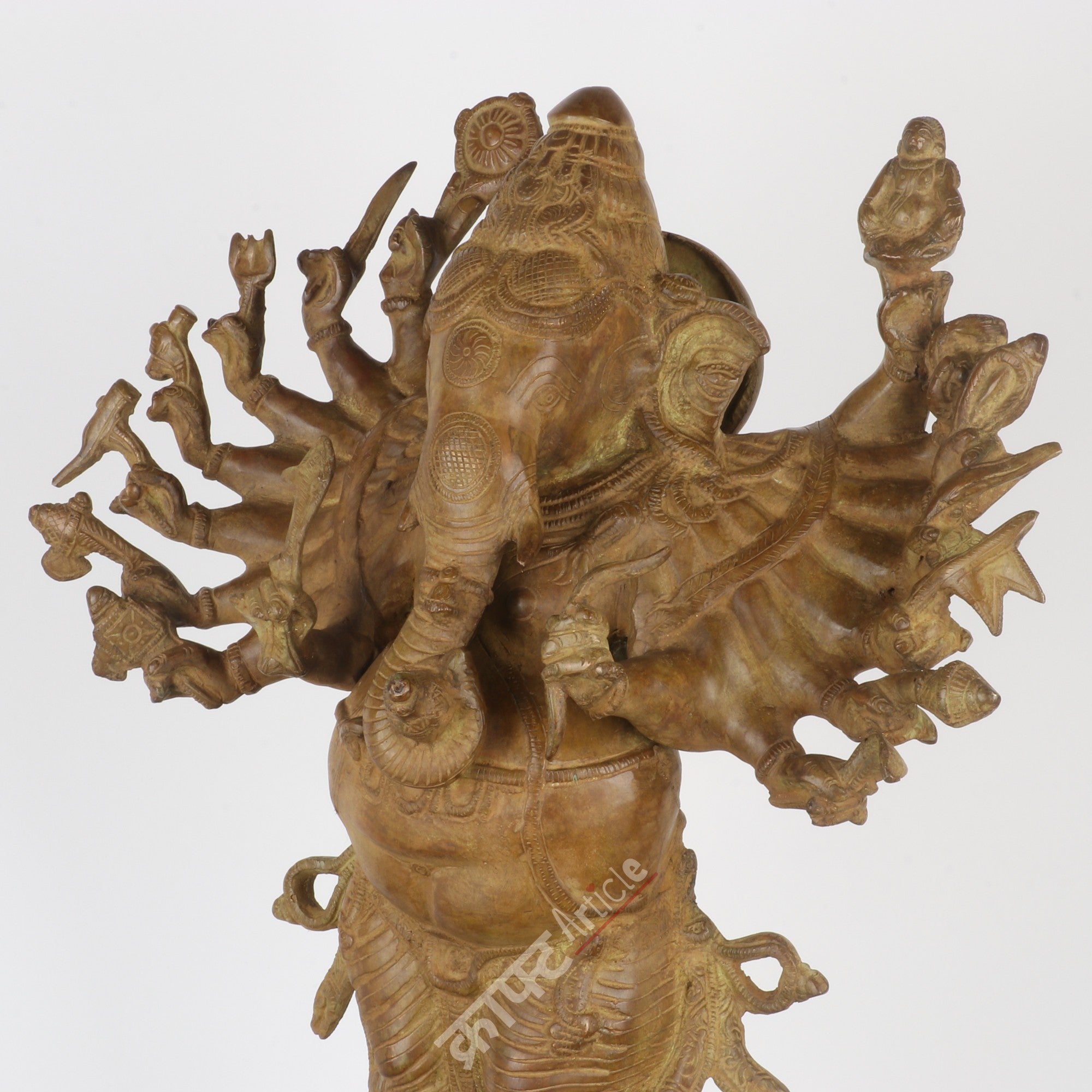 Brass Multi-Armed Lord Ganesha Idol