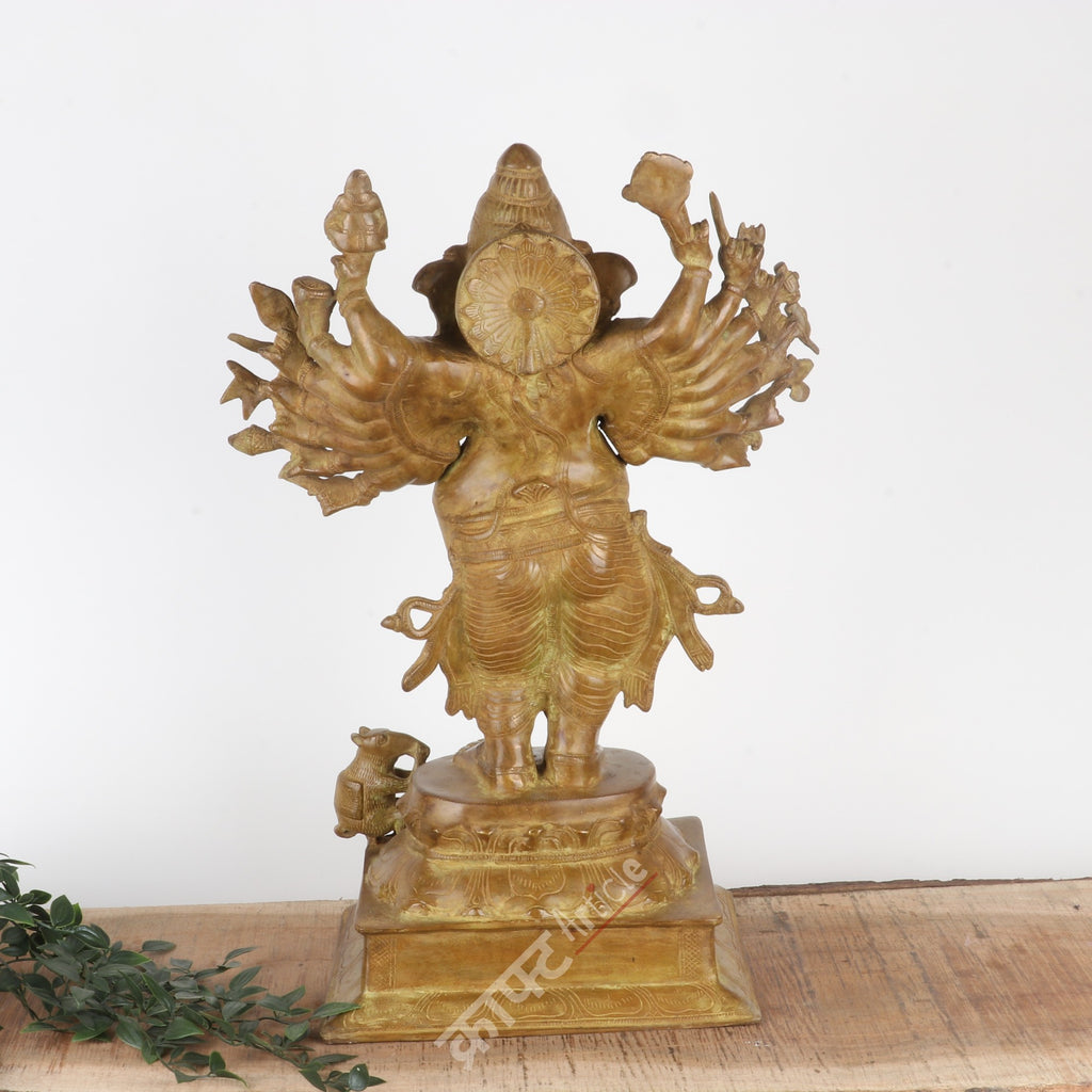 Brass Multi-Armed Lord Ganesha Idol
