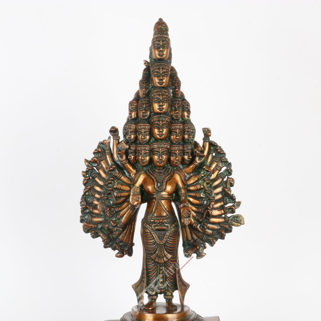 Lord Sadashiva Multi-Headed, Multi-Armed Brass Statue