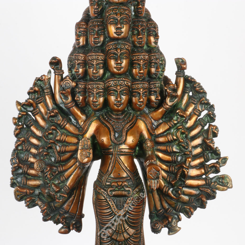 Lord Sadashiva Multi-Headed, Multi-Armed Brass Statue