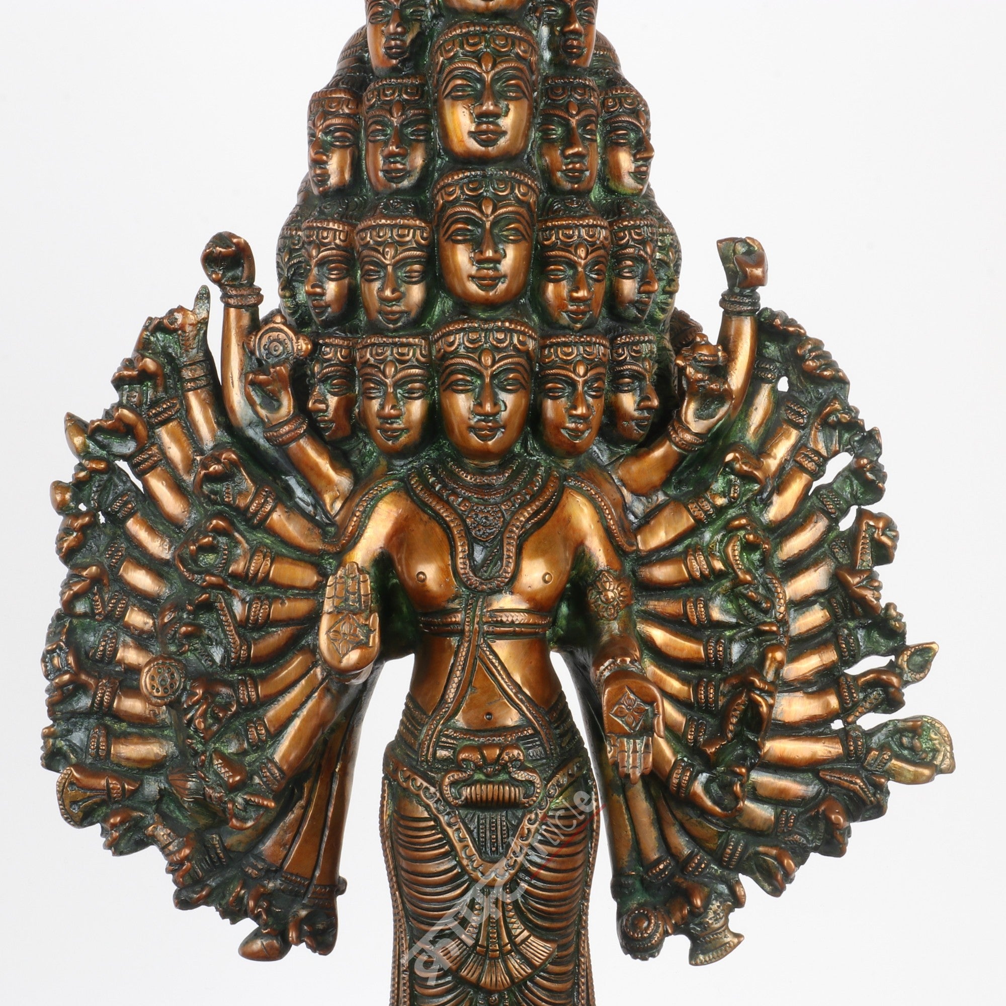 Lord Sadashiva Multi-Headed, Multi-Armed Brass Statue