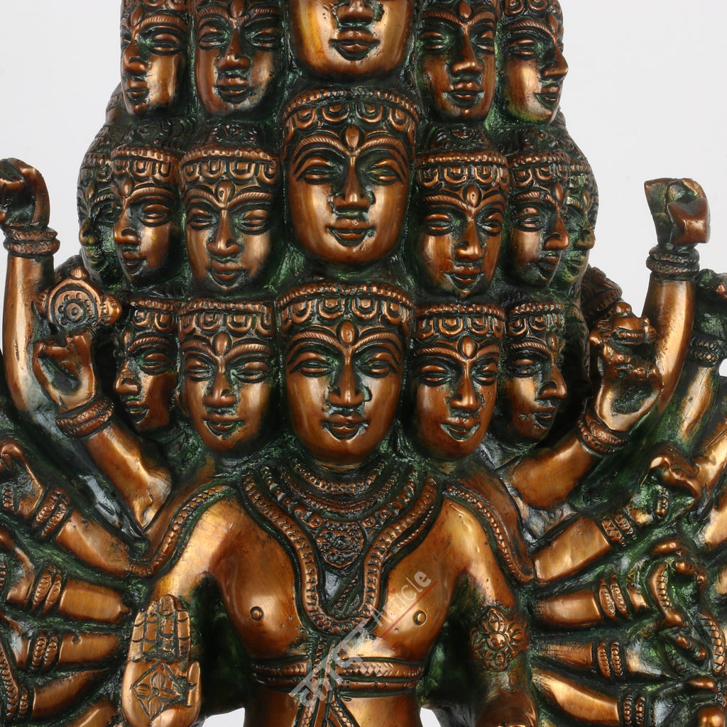 Lord Sadashiva Multi-Headed, Multi-Armed Brass Statue