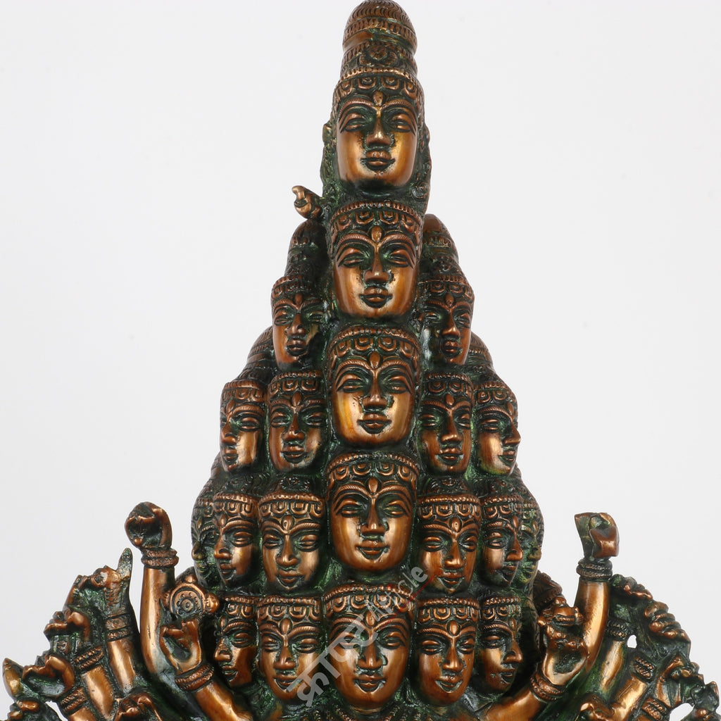Lord Sadashiva Multi-Headed, Multi-Armed Brass Statue