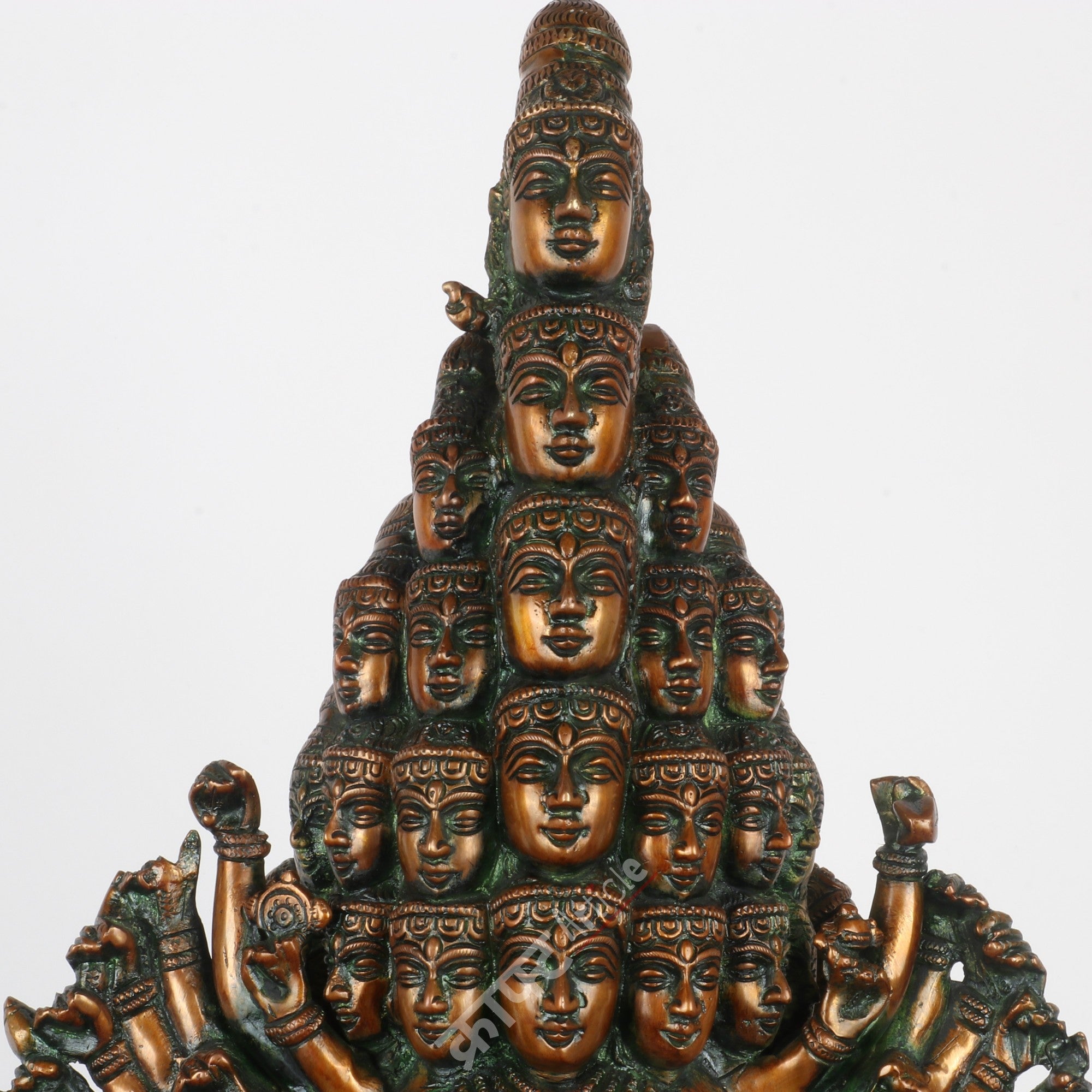 Lord Sadashiva Multi-Headed, Multi-Armed Brass Statue