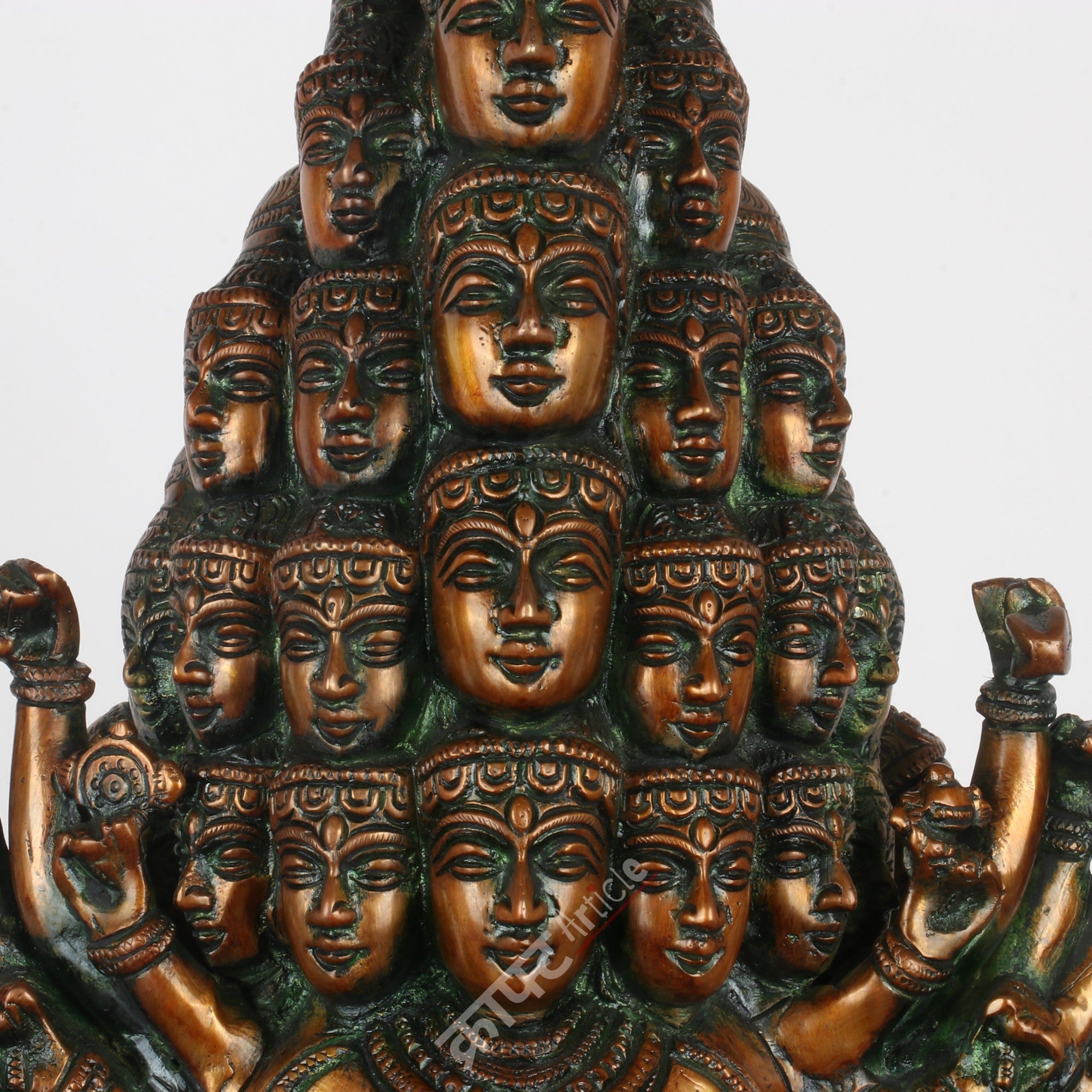 Lord Sadashiva Multi-Headed, Multi-Armed Brass Statue