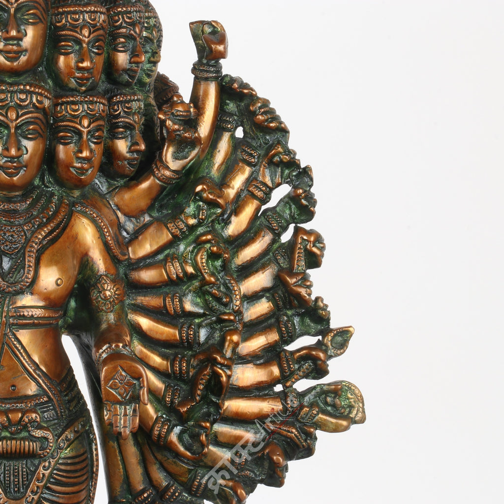 Lord Sadashiva Multi-Headed, Multi-Armed Brass Statue