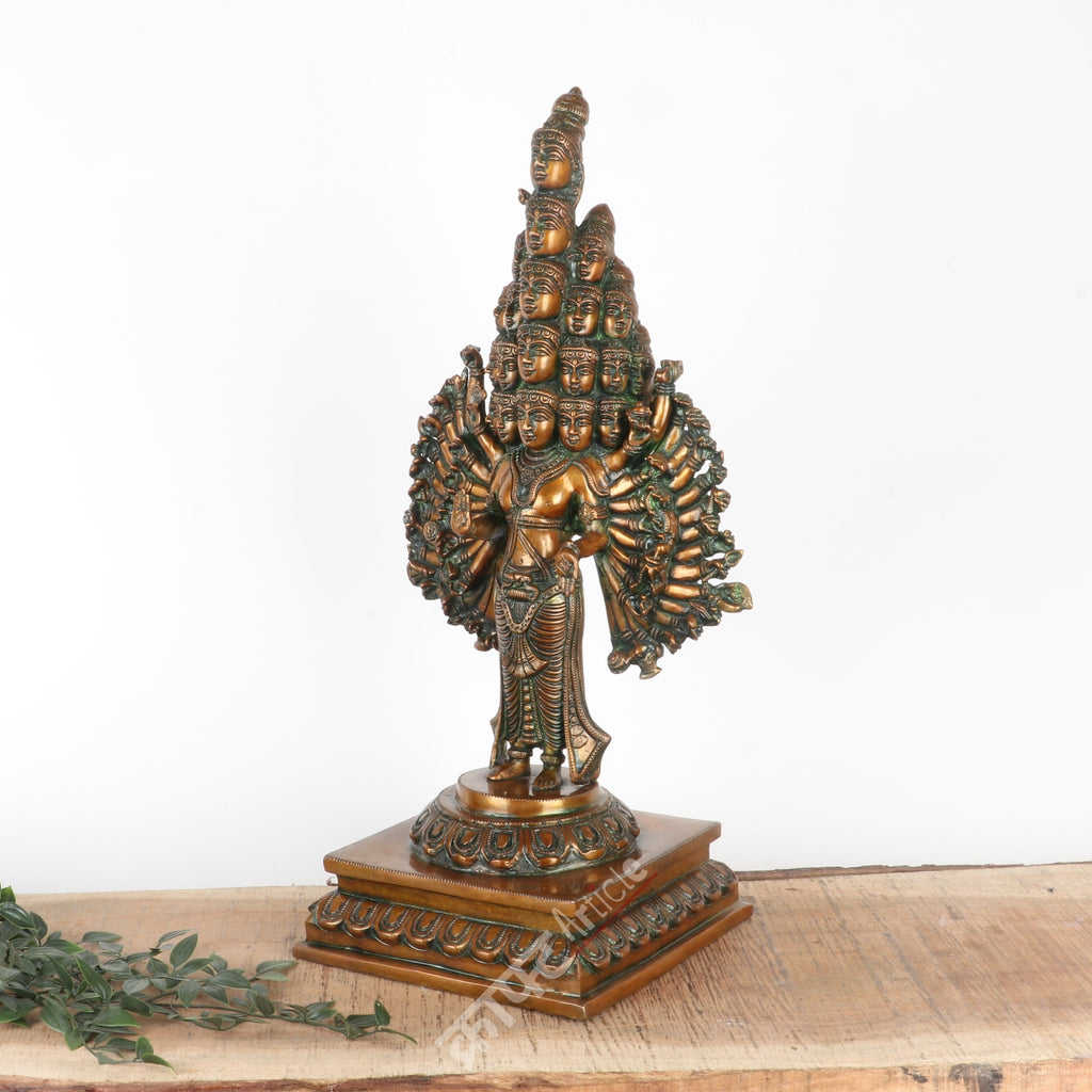 Lord Sadashiva Multi-Headed, Multi-Armed Brass Statue