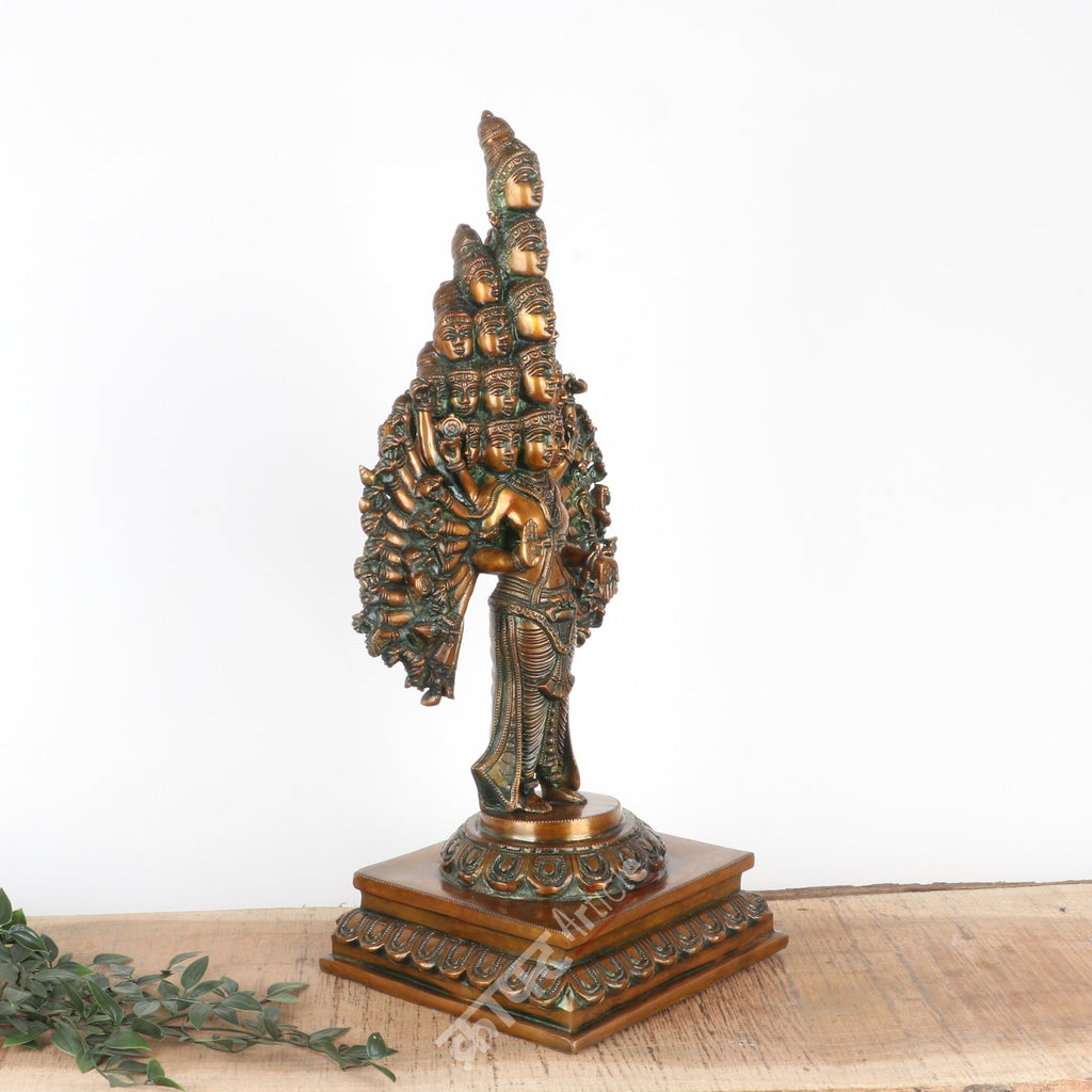 Lord Sadashiva Multi-Headed, Multi-Armed Brass Statue