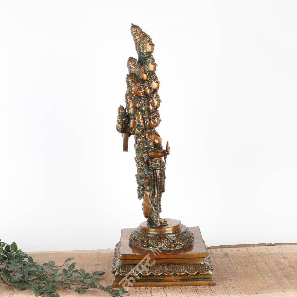 Lord Sadashiva Multi-Headed, Multi-Armed Brass Statue