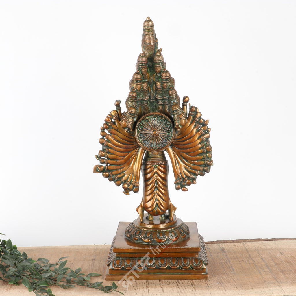 Lord Sadashiva Multi-Headed, Multi-Armed Brass Statue