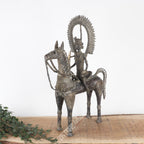 Brass Dokra Tribal Horse Rider Sculpture