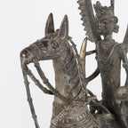 Brass Dokra Tribal Horse Rider Sculpture