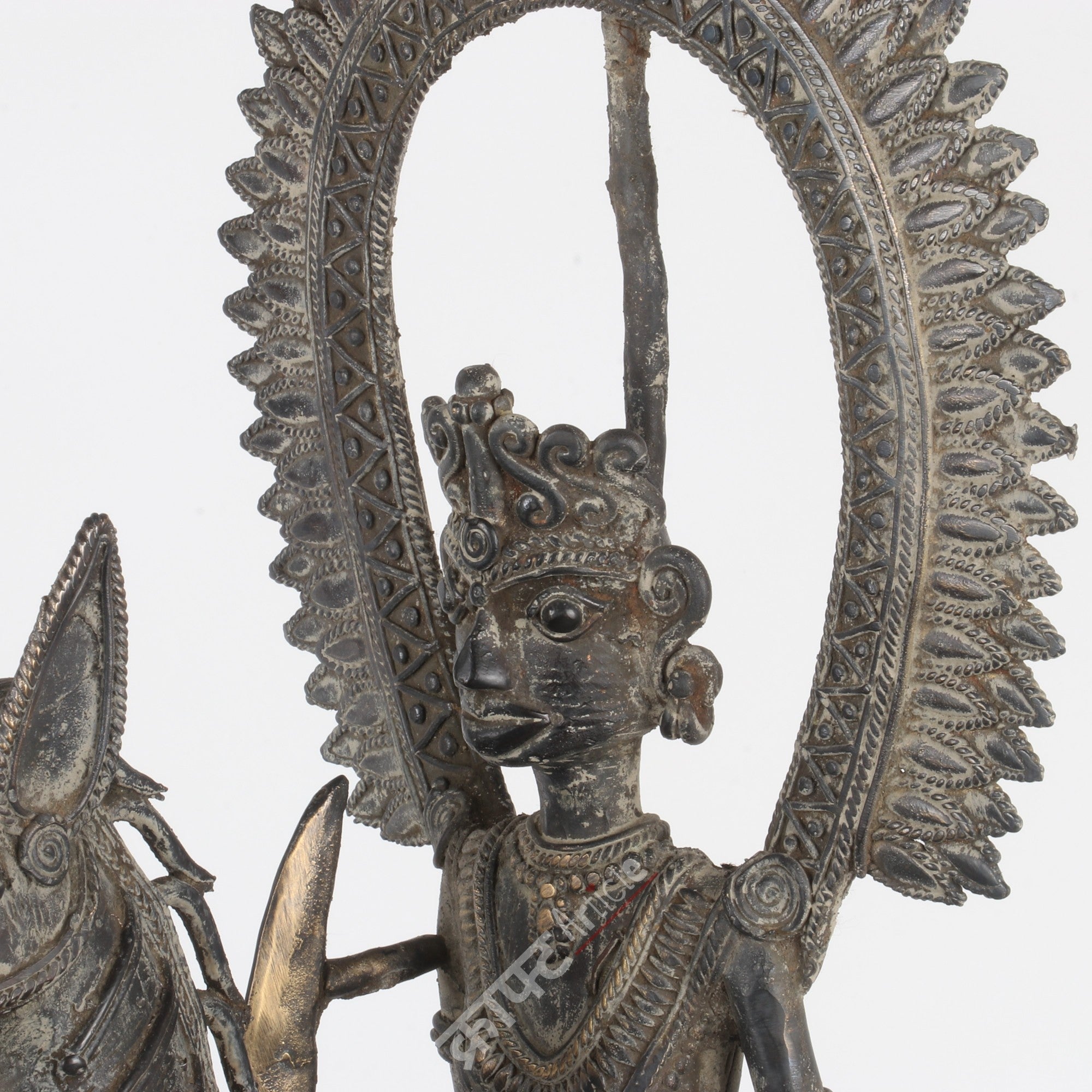Brass Dokra Tribal Horse Rider Sculpture