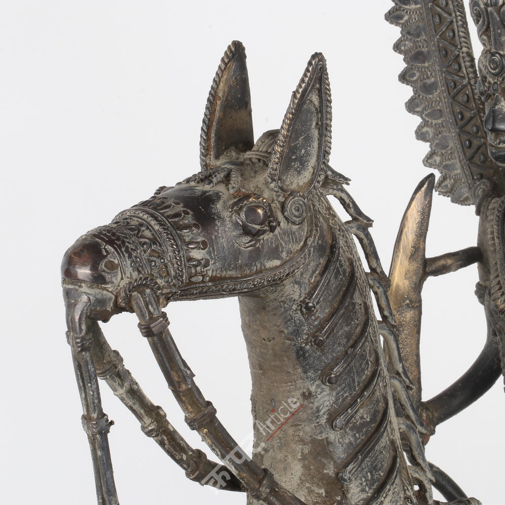 Brass Dokra Tribal Horse Rider Sculpture