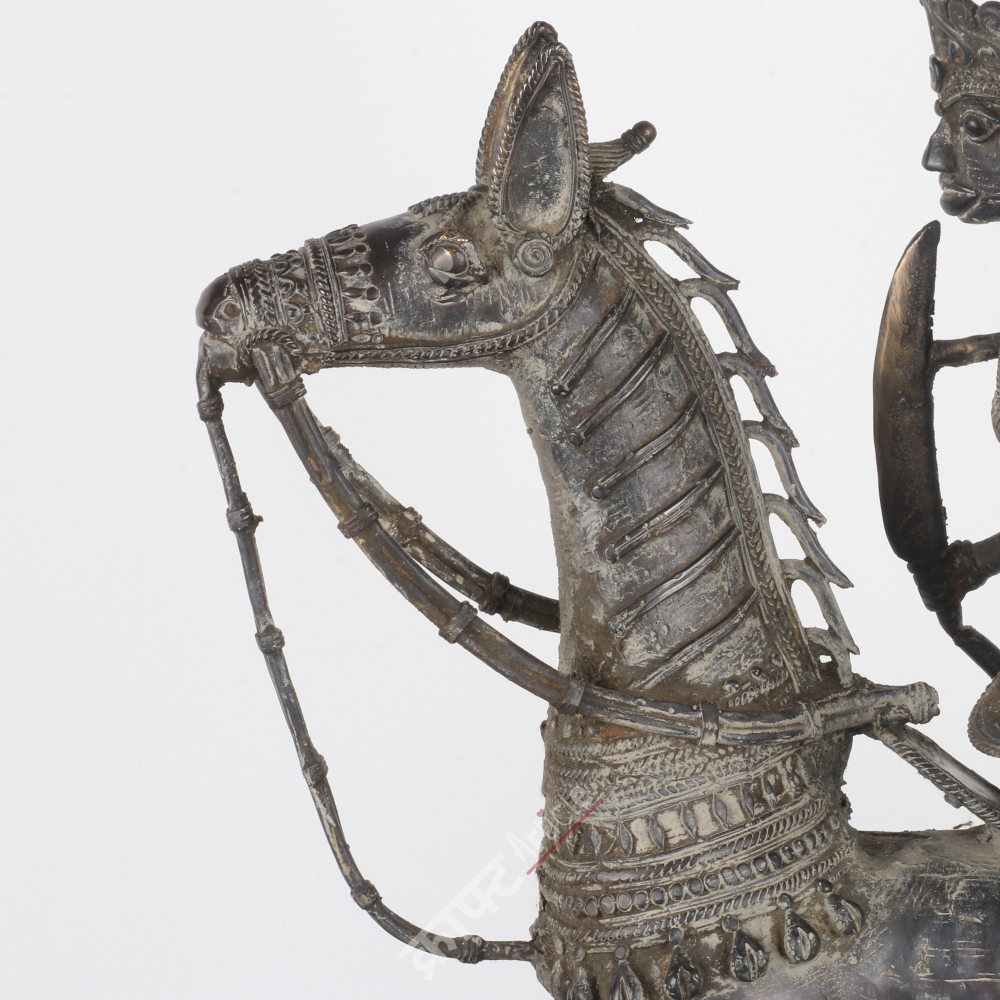 Brass Dokra Tribal Horse Rider Sculpture