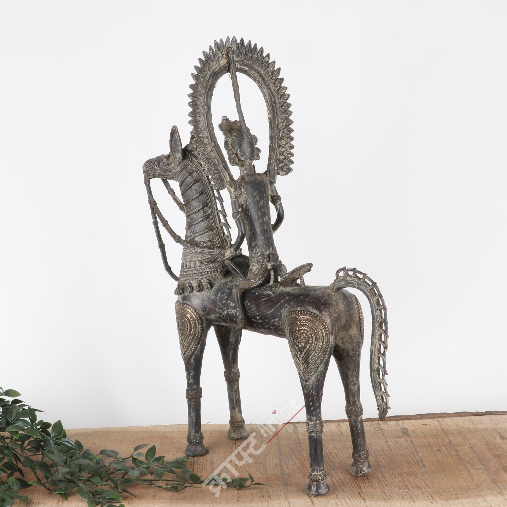 Brass Dokra Tribal Horse Rider Sculpture
