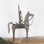 Brass Dokra Tribal Horse Rider Sculpture