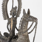 Brass Dokra Tribal Horse Rider Sculpture