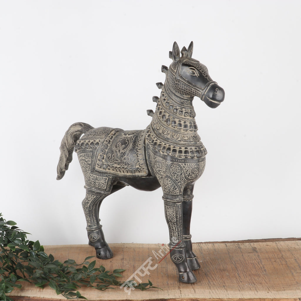 Brass Horse Sculpture 21"