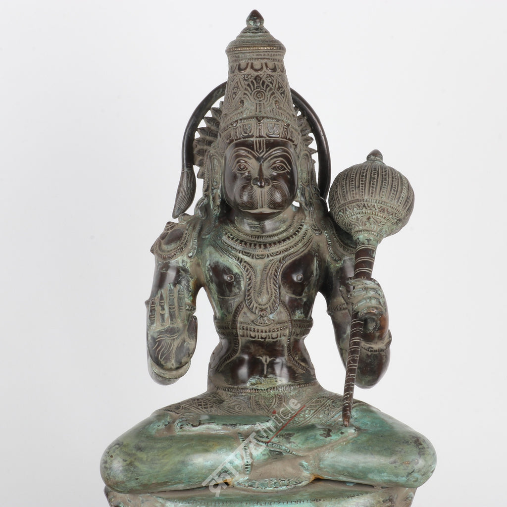 Brass Lord Hanuman Sitting Statue