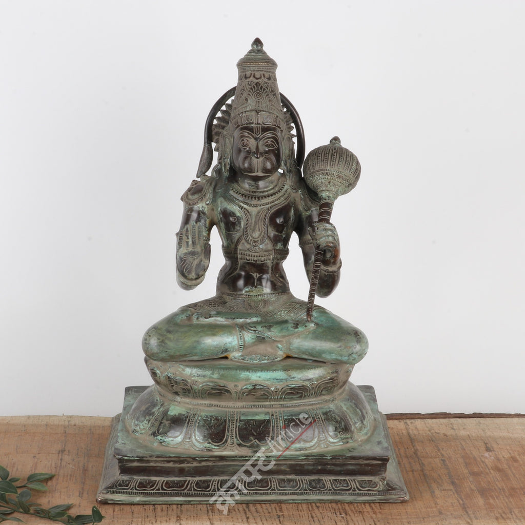 Brass Lord Hanuman Sitting Statue