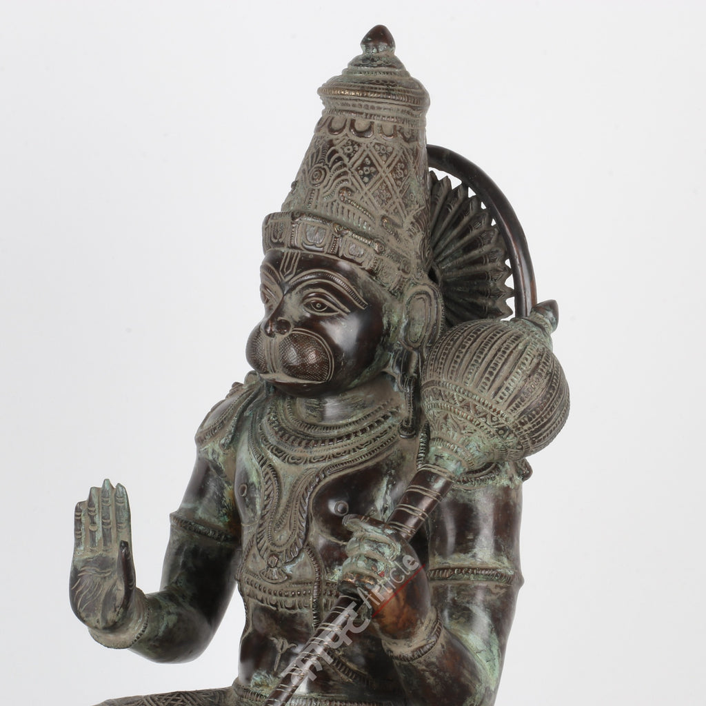 Brass Lord Hanuman Sitting Statue