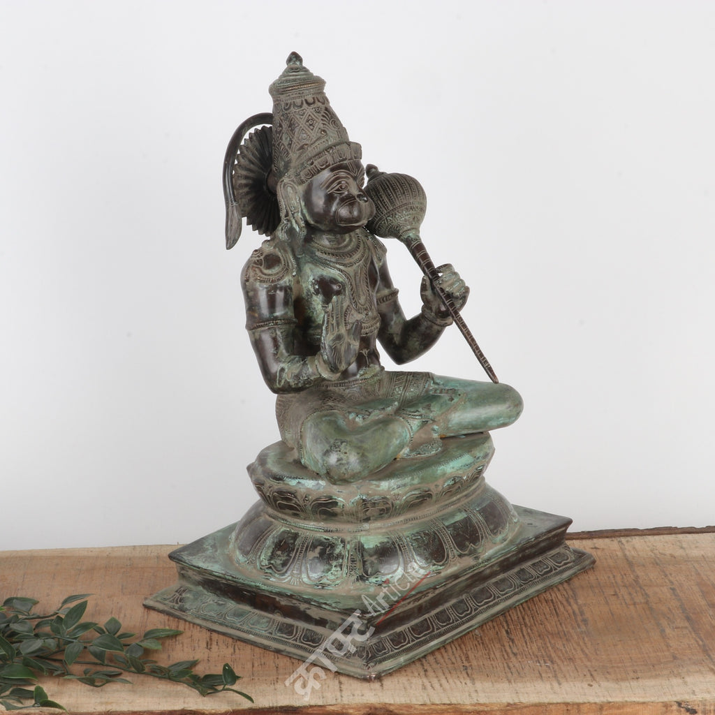 Brass Lord Hanuman Sitting Statue