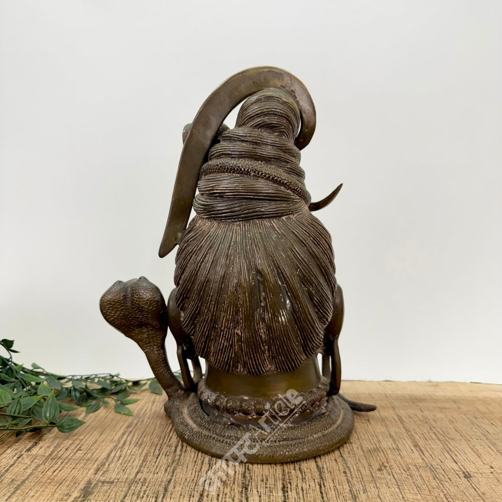 Brass Shiva Head Sculpture 16"
