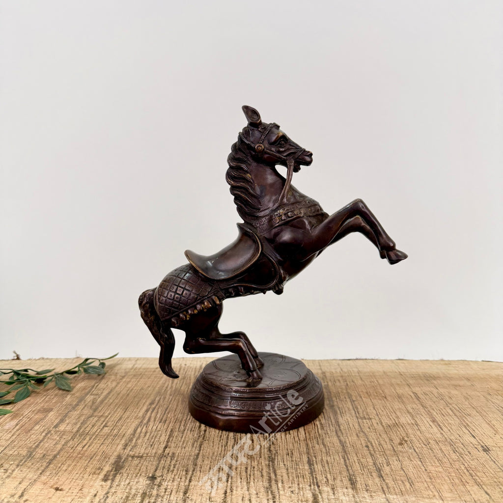 Brass Rearing Horse Sculpture Set (Pair)