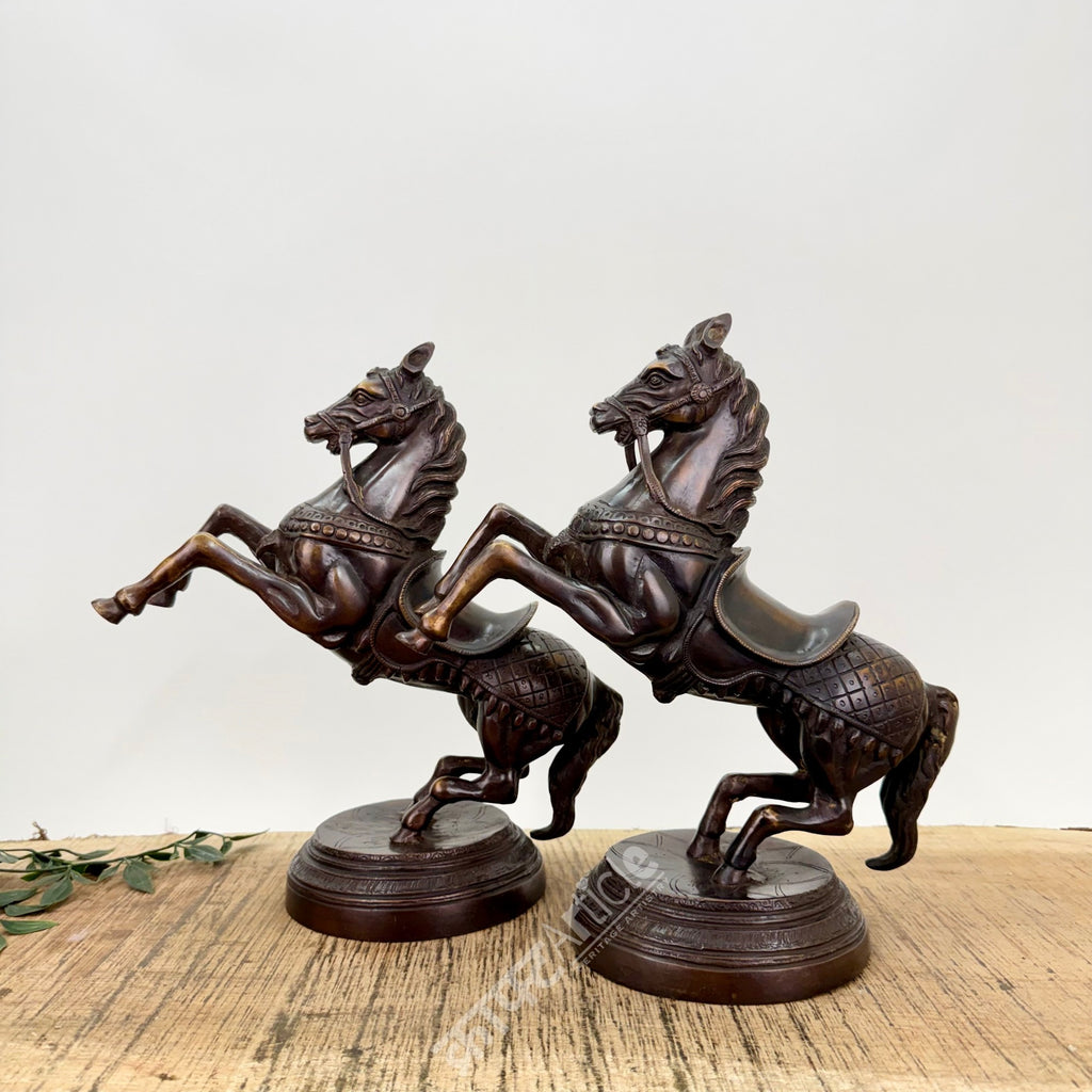 Brass Rearing Horse Sculpture Set (Pair)