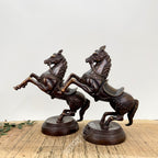 Brass Rearing Horse Sculpture Set (Pair)