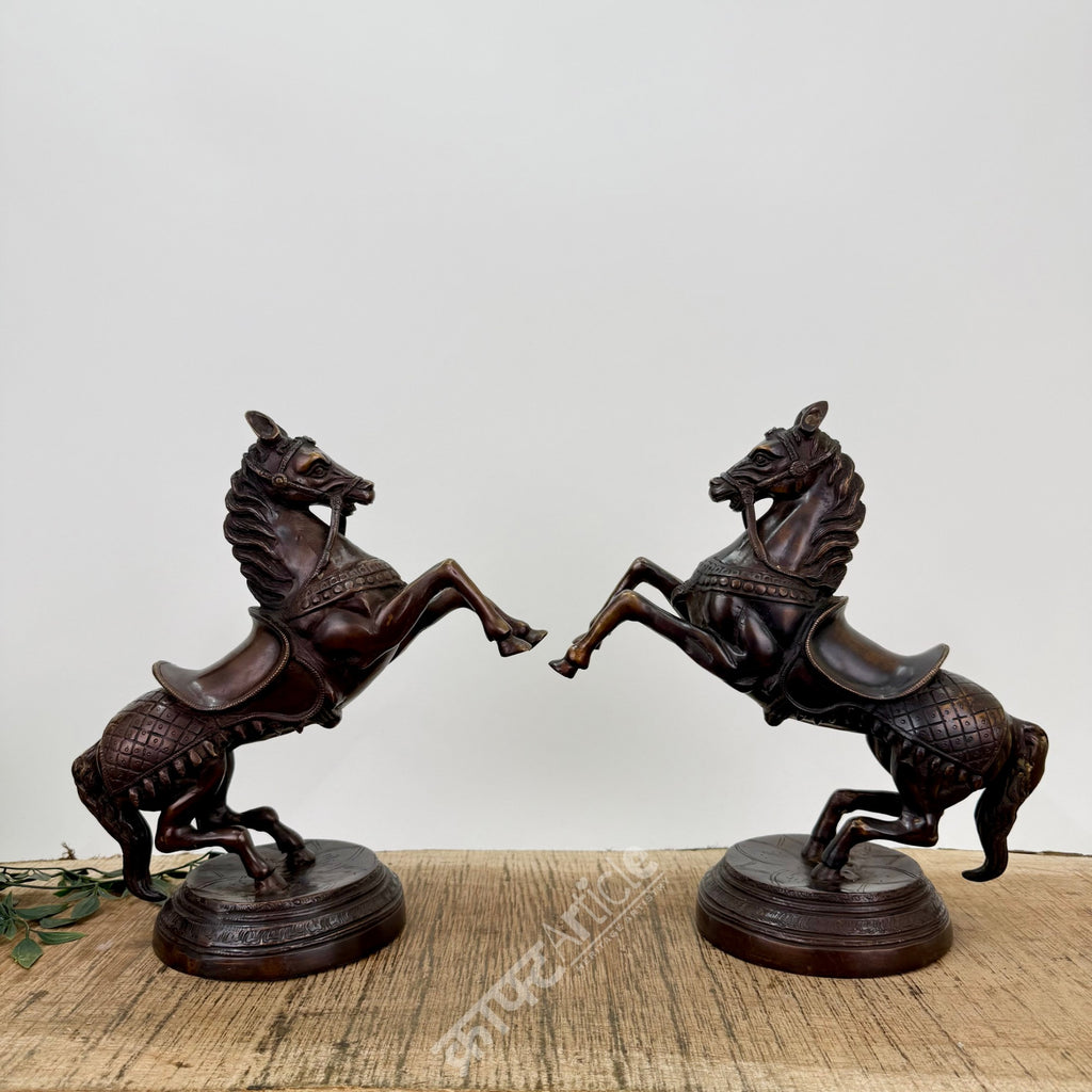Brass Rearing Horse Sculpture Set (Pair)